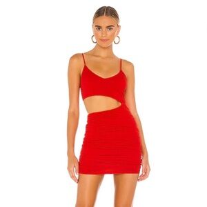 Superdown Darcey Ruched Mini Dress in Red